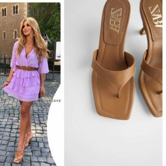 Zara Shoes - Zara NWT HEELED leather square toe sandals